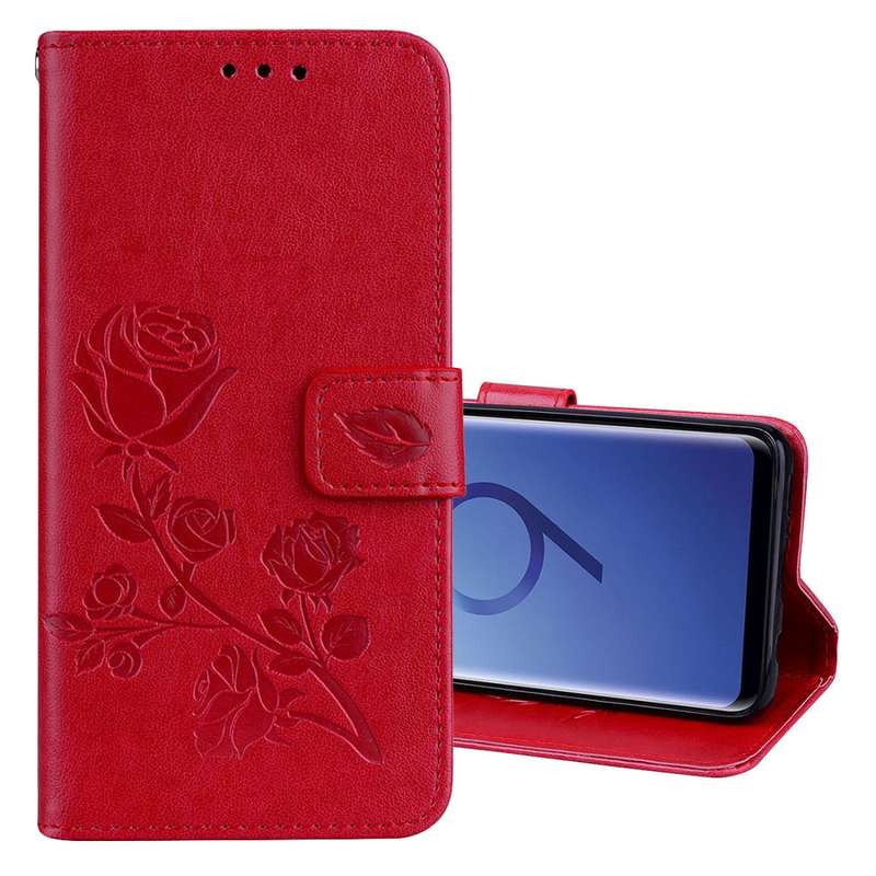 For Galaxy S9 Rose Embossed Horizontal Flip Environmental PU Leather Case with Holder & Card Slots &