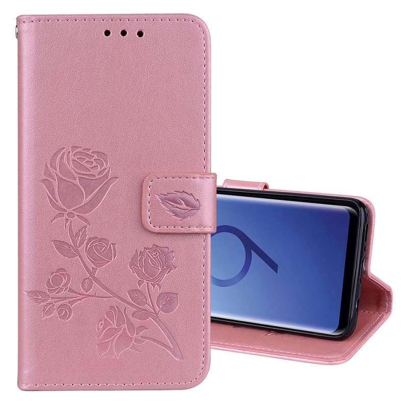 For Galaxy S9 Rose Embossed Horizontal Flip Environmental PU Leather Case with Holder & Card Slots &
