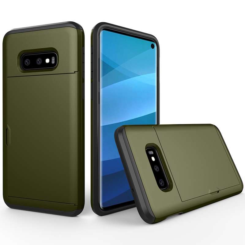 Shockproof Rugged Armor Protective Case for Galaxy S10e, with Card Slot(Grey)