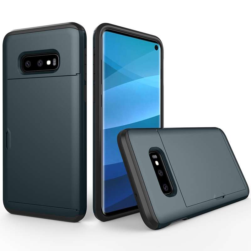 Shockproof Rugged Armor Protective Case for Galaxy S10e, with Card Slot(Grey)