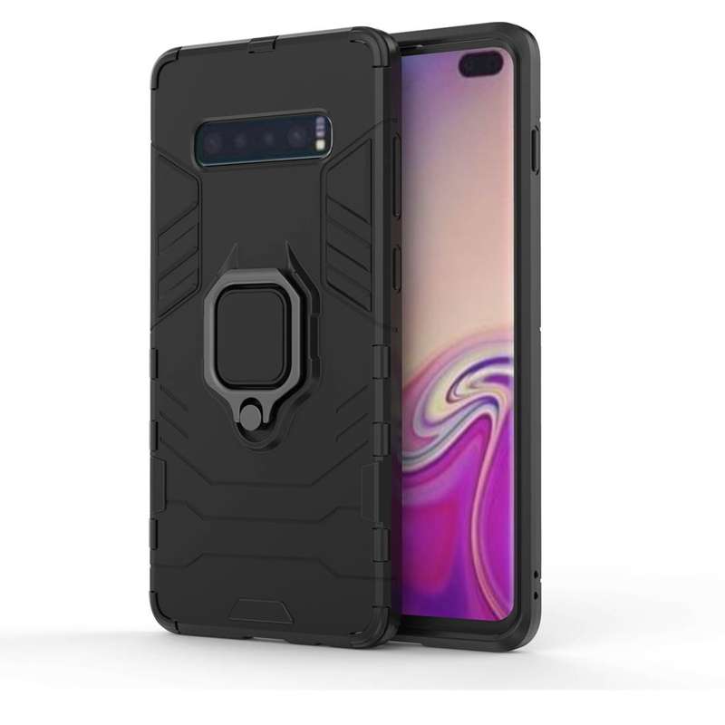 PC + TPU Shockproof Protective Case for Samsung Galaxy S10 Plus, with Magnetic Ring Holder(Red)