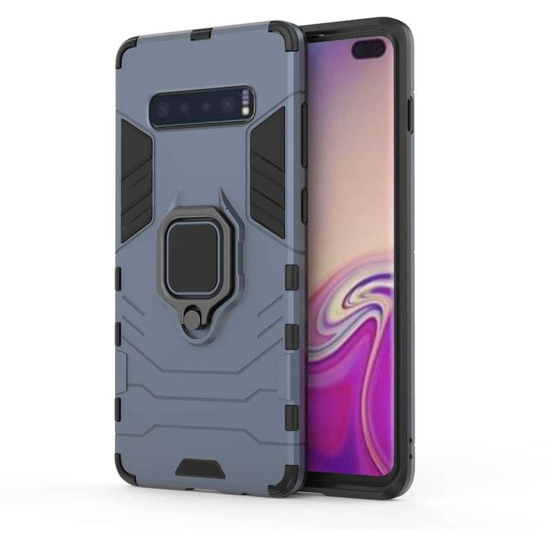 PC + TPU Shockproof Protective Case for Samsung Galaxy S10 Plus, with Magnetic Ring Holder(Red)