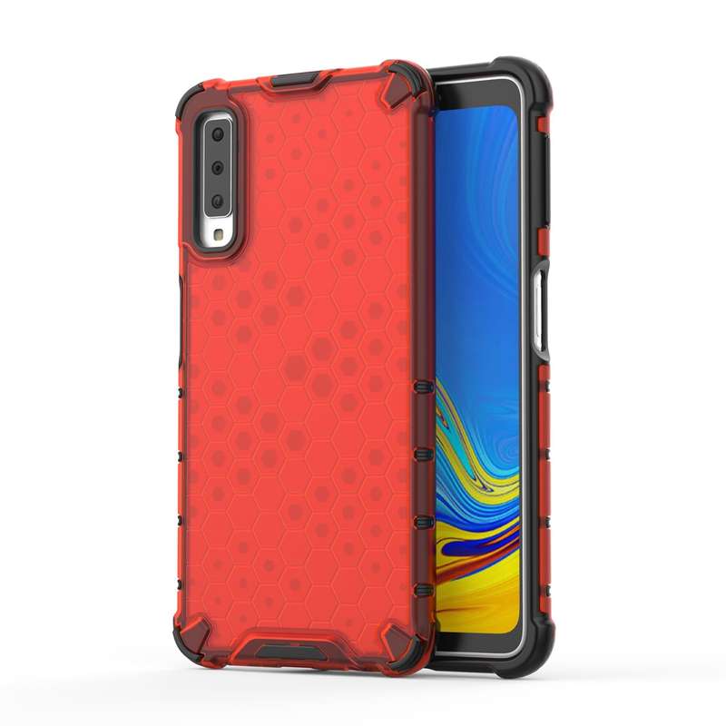 Shockproof Honeycomb PC + TPU Case for Galaxy A7 (2018) (Green)