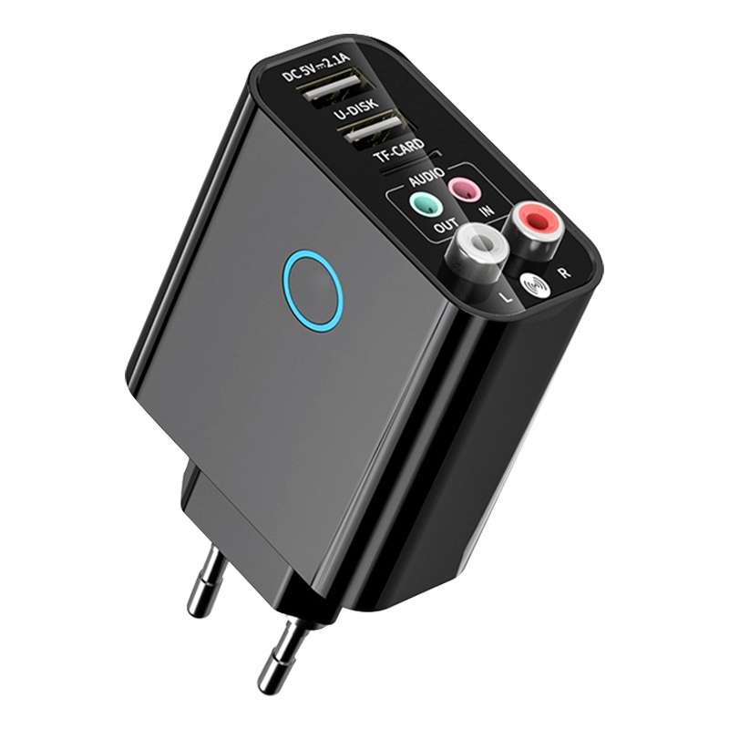 K16 2 in 1 3.5mm AUX + RAC Dual Output Plug-in Bluetooth 5.0 Audio Transmitter Receiver with Remote