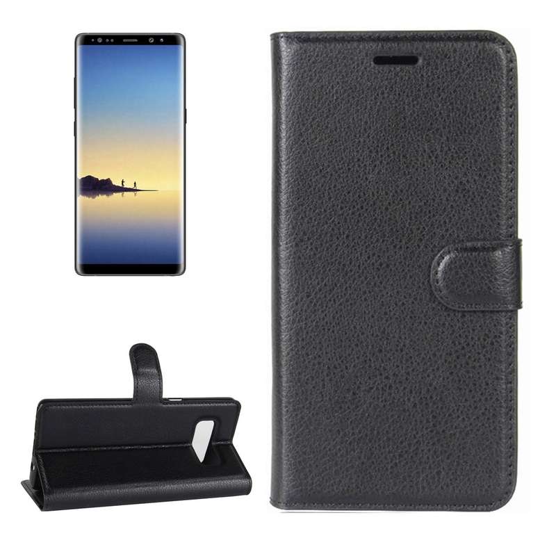 For Galaxy Note 8 Litchi Texture Horizontal Flip Leather Case with Holder & Card Slots & Wallet(Blac