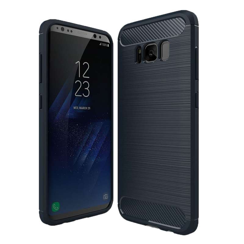 For Galaxy S8 Brushed Carbon Fiber Texture Shockproof TPU Protective Cover Case (Black)