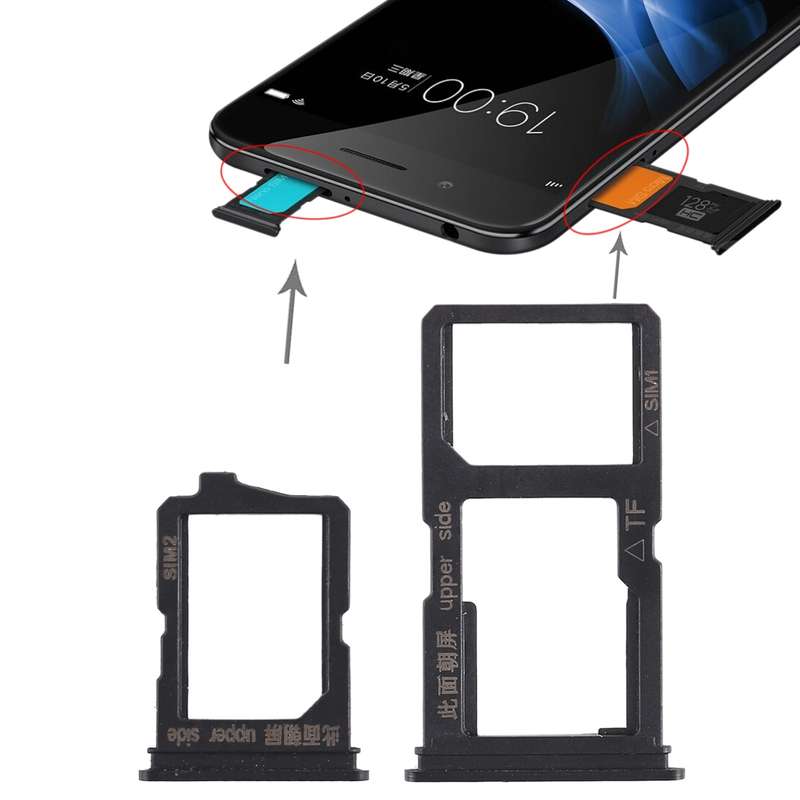 For Vivo Y66 2 x SIM Card Tray + Micro SD Card Tray (Black)