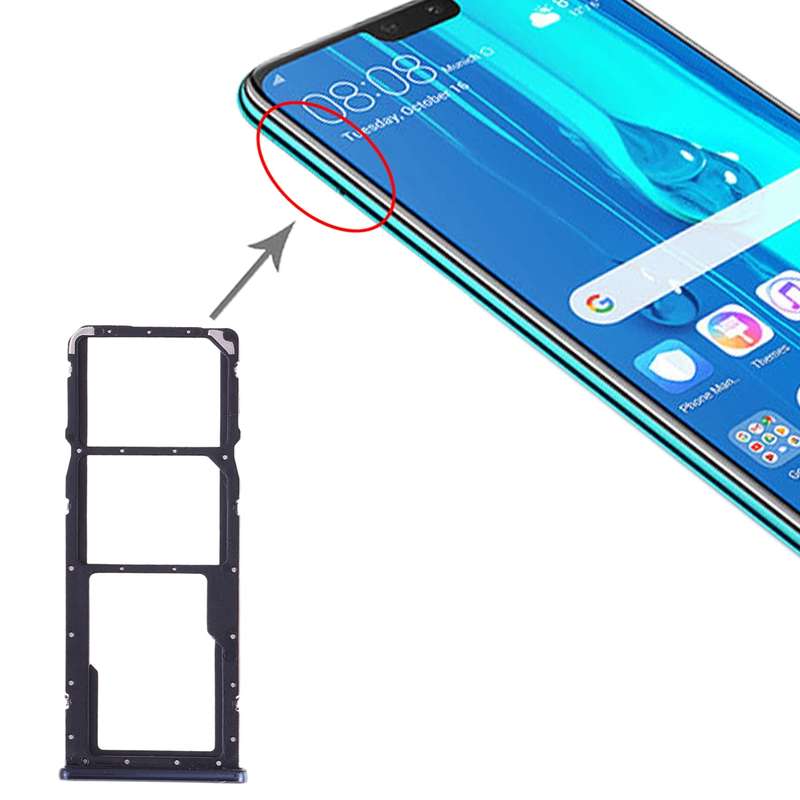 SIM Card Tray + SIM Card Tray + Micro SD Card Tray for Huawei Y9 (2019) (Black)