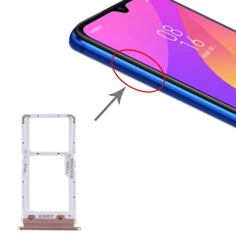 SIM Card Tray + SIM Card Tray / Micro SD Card Tray for Xiaomi Mi CC9 (Gold)