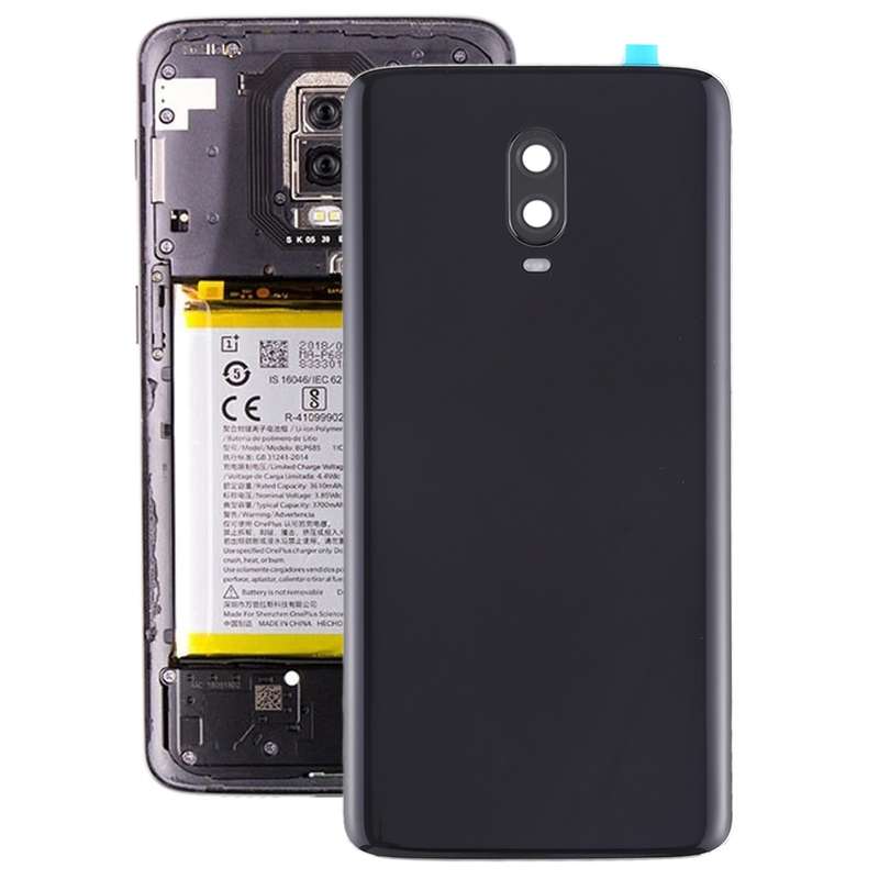 For OnePlus 6T Original Battery Back Cover with Camera Lens (Frosted Black )
