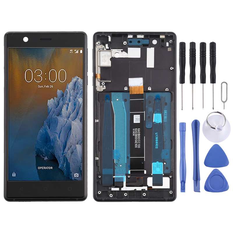 TFT LCD Screen for Nokia 3 TA-1032 Digitizer Full Assembly with Frame & Side Keys (Black)