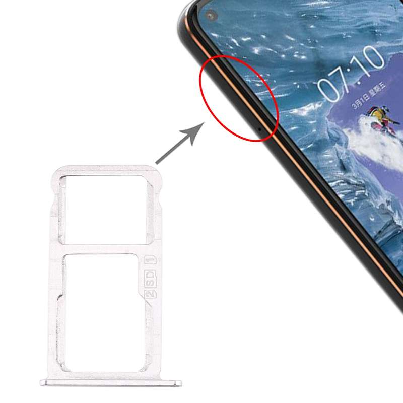 SIM Card Tray + SIM Card Tray / Micro SD Card Tray for Nokia X7 / 8.1 / 7.1 Plus / TA-1131(Silver)