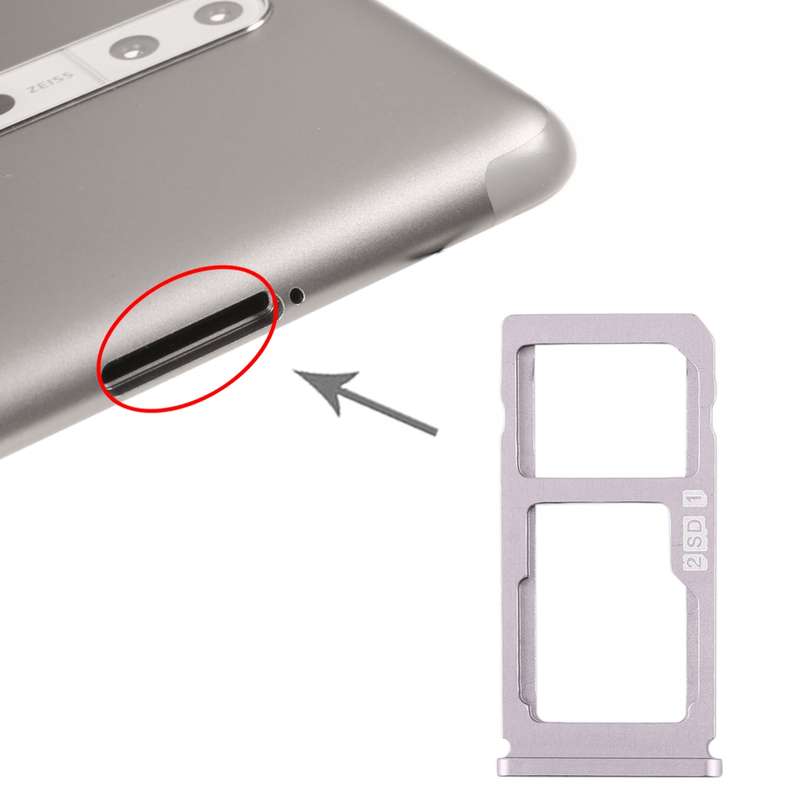 SIM Card Tray + SIM Card Tray / Micro SD Card Tray for Nokia 8 / N8 TA-1012 TA-1004 TA-1052 (Black)