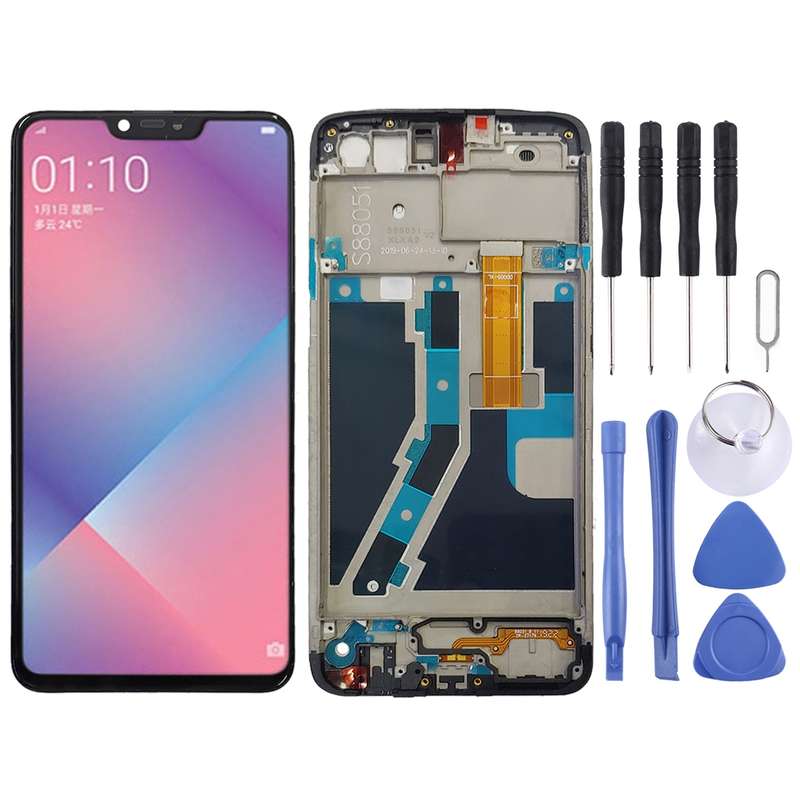 TFT LCD Screen for OPPO A5 / A3s Digitizer Full Assembly with Frame (Black)