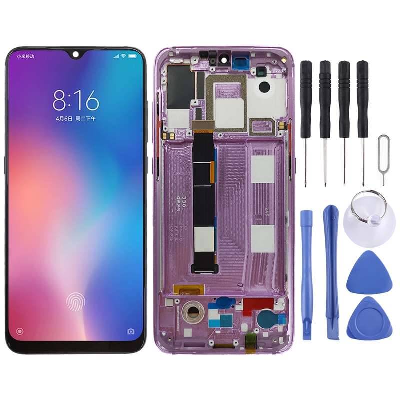 Original AMOLED LCD Screen for Xiaomi Mi 9 Digitizer Full Assembly with Frame(Blue)