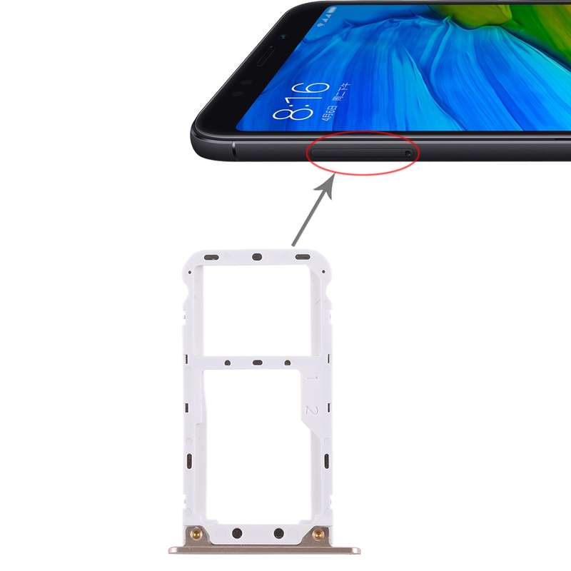 2 SIM Card Tray / Micro SD Card Tray for Xiaomi Redmi 5 Plus(Black)