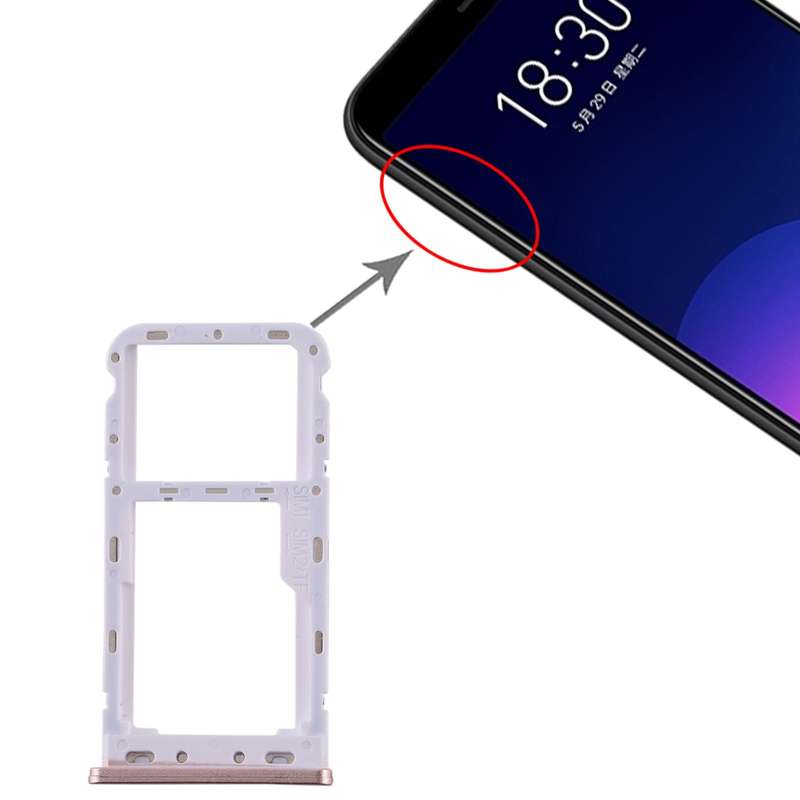 For Meizu M6T SIM Card Tray + SIM / Micro SD Card Tray (Pink)