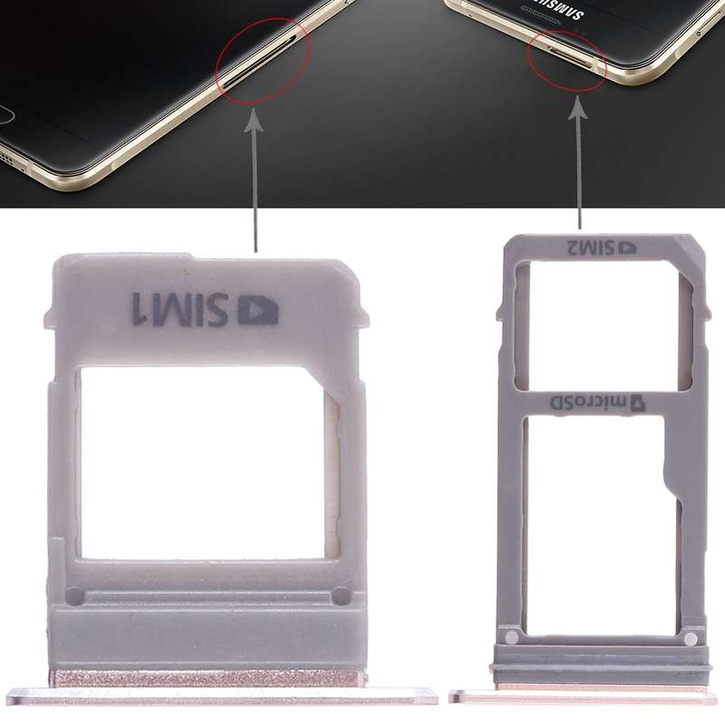 For Galaxy A520 / A720 2 SIM Card Tray + Micro SD Card Tray (Gold)