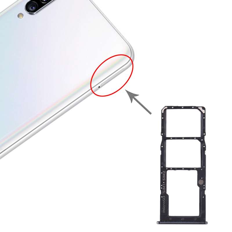For Samsung Galaxy A30s SIM Card Tray + SIM Card Tray + Micro SD Card Tray (Black)