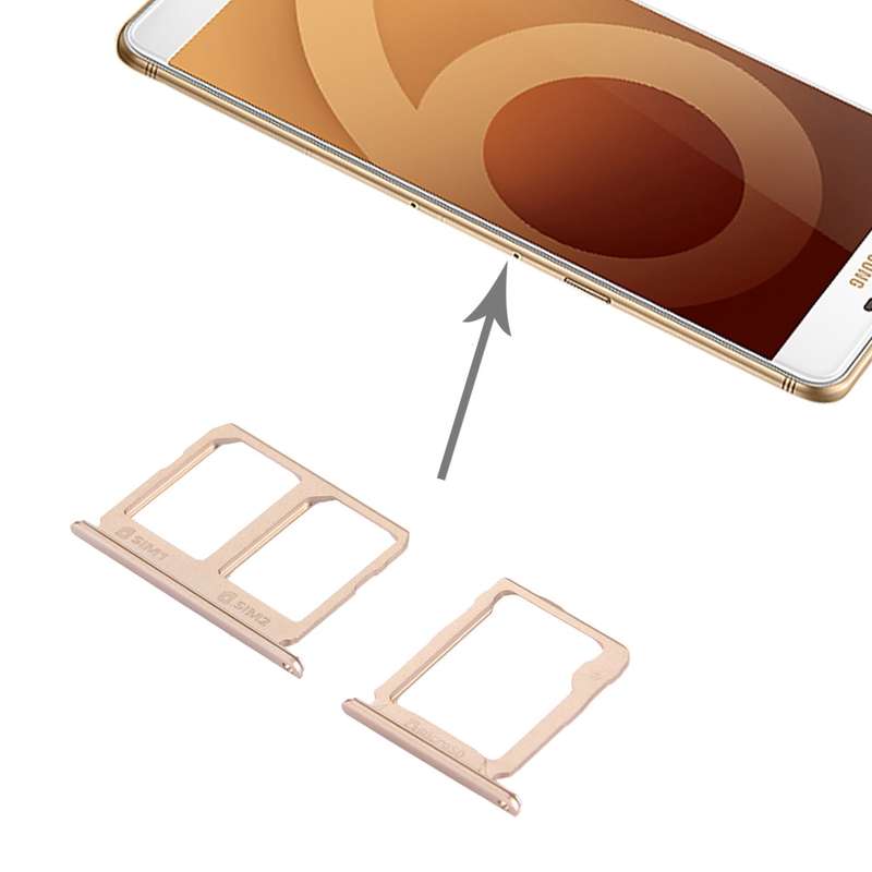 For Galaxy C9 Pro / C9000 SIM Card Tray + Micro SD Card Tray (Rose Gold)