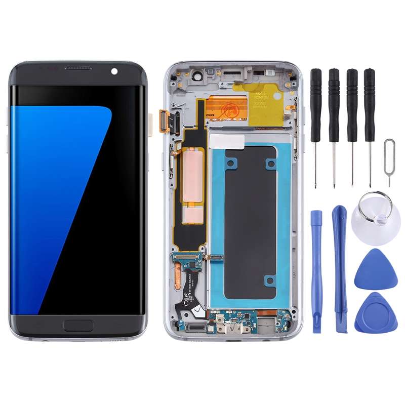 OLED LCD Screen for Samsung Galaxy S7 Edge / SM-G935F Digitizer Full Assembly with Frame (Pink)