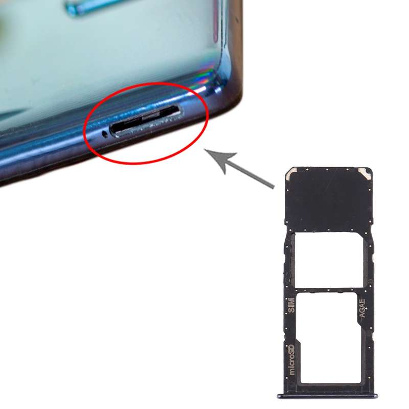 For Samsung Galaxy A71 / A715 SIM Card Tray + Micro SD Card Tray (Black)