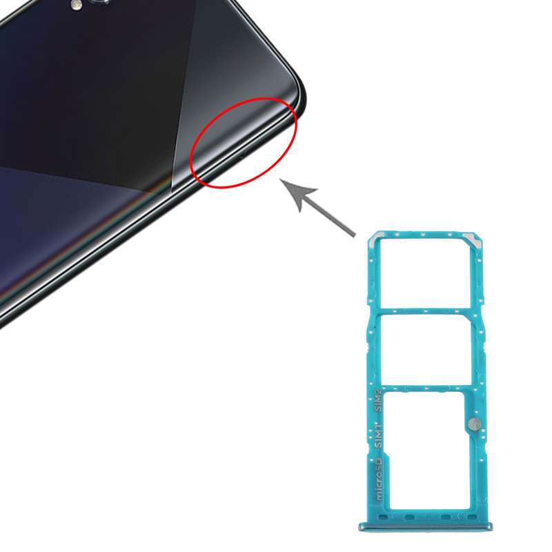 For Samsung Galaxy A50s SM-A507 SIM Card Tray + SIM Card Tray + Micro SD Card Tray (Black)