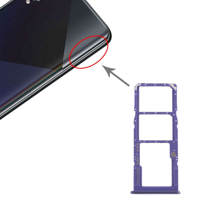 For Samsung Galaxy A50s SM-A507 SIM Card Tray + SIM Card Tray + Micro SD Card Tray (Black)