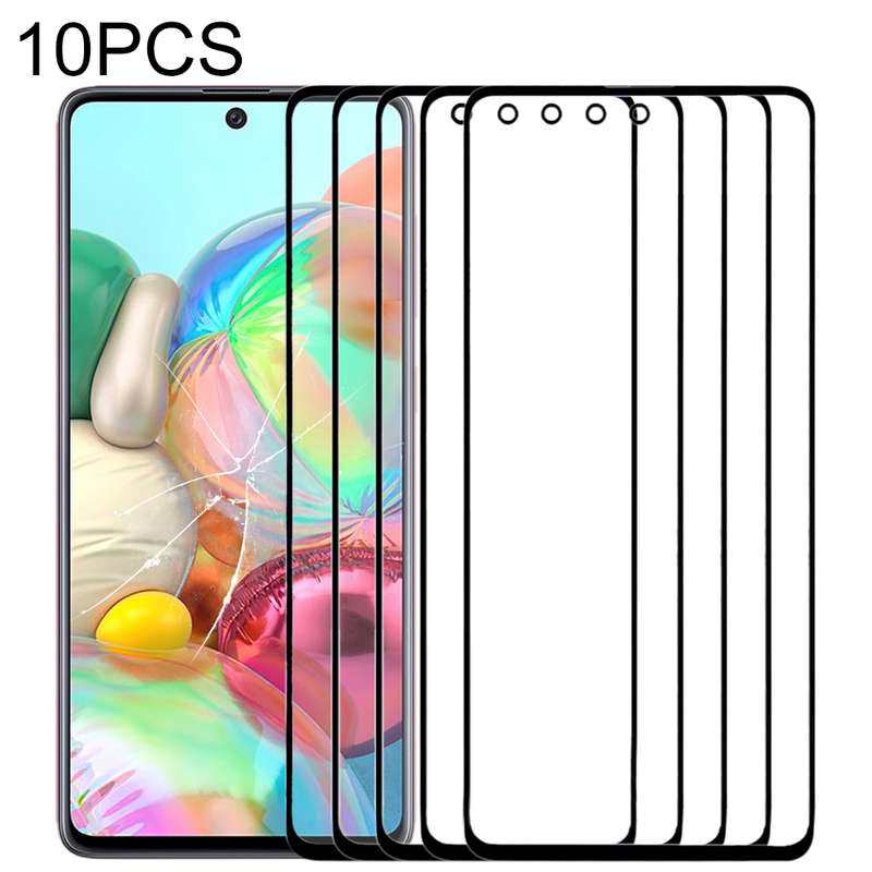 For Samsung Galaxy A71 10pcs Front Screen Outer Glass Lens (Black)