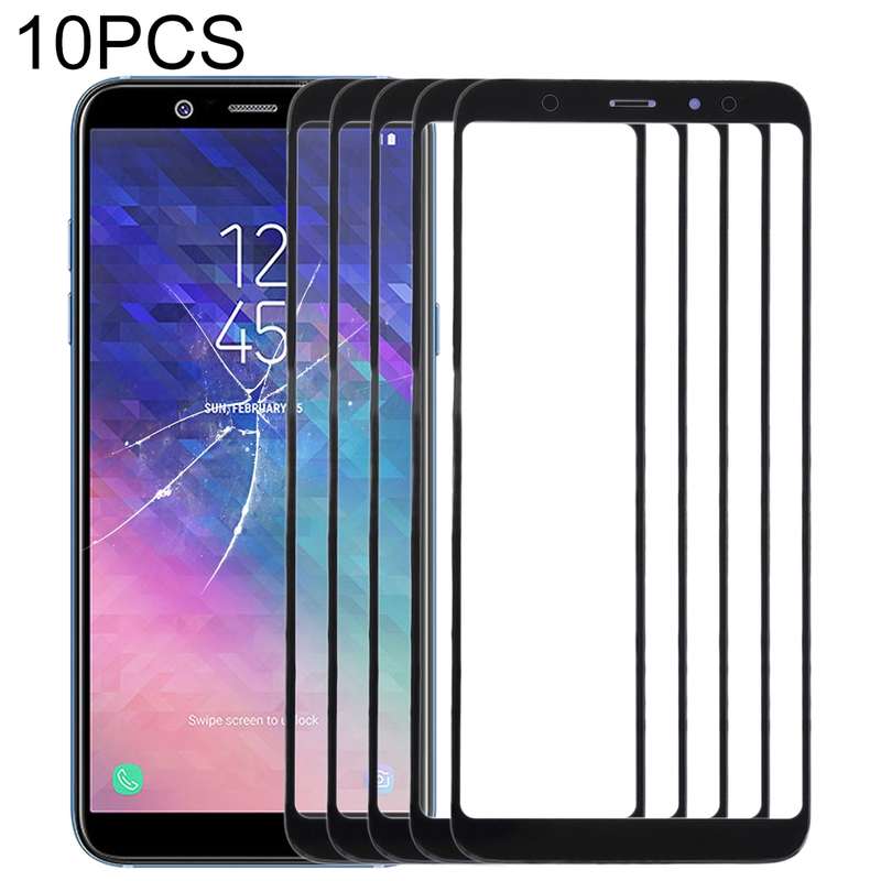 For Samsung Galaxy A6+ (2018) / A605 10pcs Front Screen Outer Glass Lens (Black)