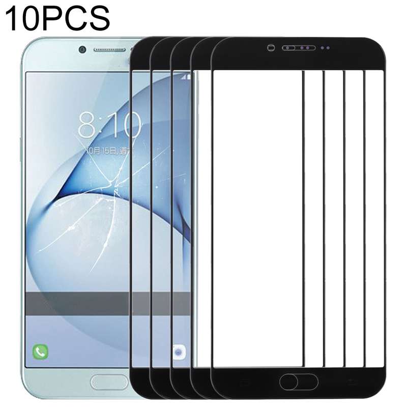 For Samsung Galaxy A8 (2016) / A810 10pcs Front Screen Outer Glass Lens (Black)