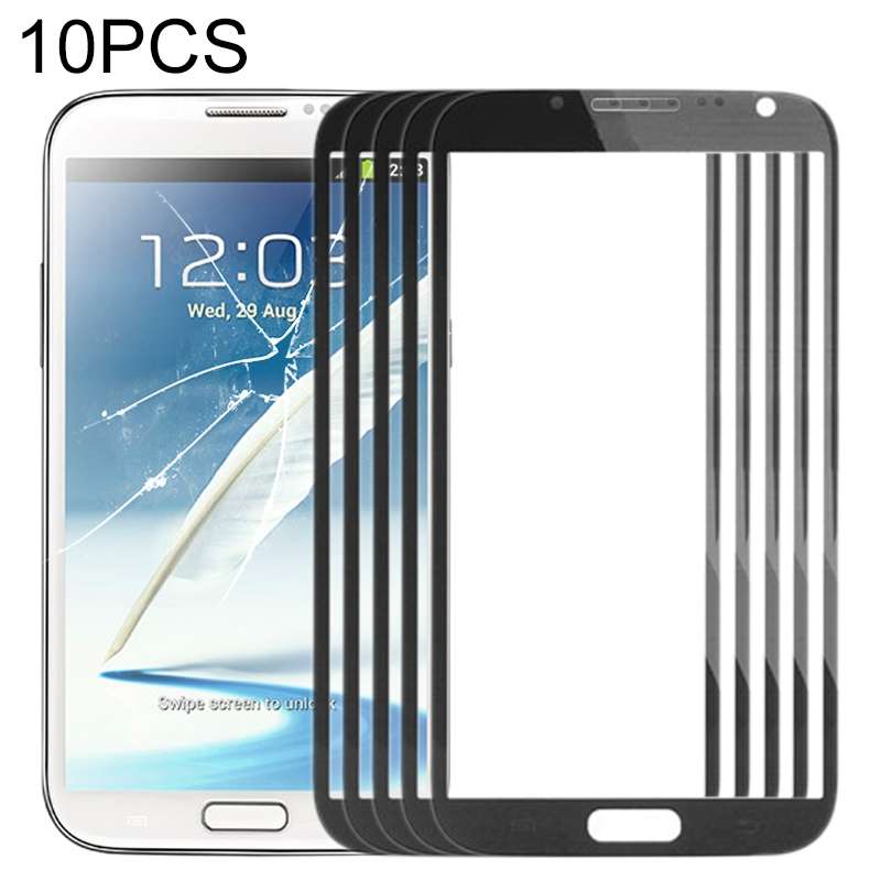 For Samsung Galaxy Note II / N7100 10pcs Front Screen Outer Glass Lens (Black)