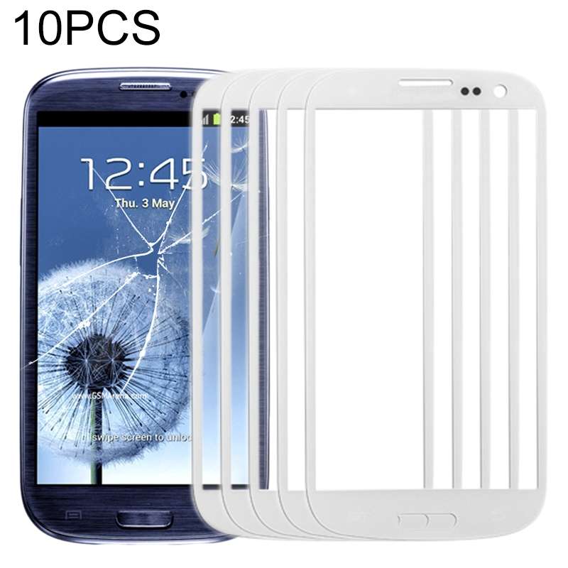 For Samsung Galaxy SIII / i9300 10pcs Front Screen Outer Glass Lens (Black)