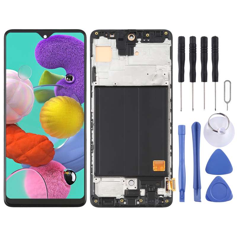 OLED LCD Screen for Samsung Galaxy A51 4G SM-A515(6.36 inch) Digitizer Full Assembly with Frame (Bla