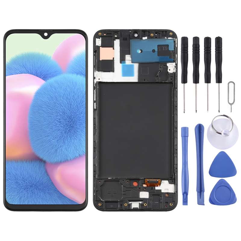 Original Super AMOLED LCD Screen for Samsung Galaxy A30s Digitizer Full Assembly With Frame