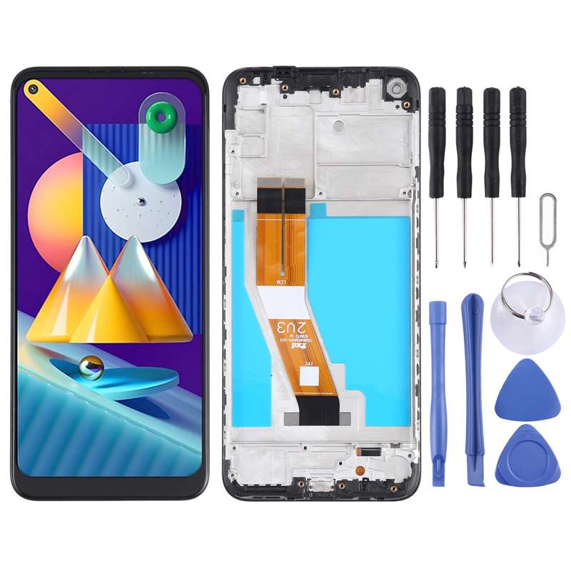 Original LCD Screen for Samsung Galaxy M11 SM-M115 Digitizer Full Assembly with Frame (Black)