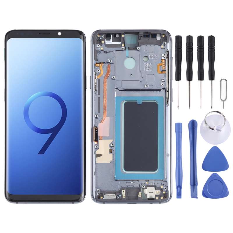 OLED LCD Screen for Samsung Galaxy S9+ SM-G965 Digitizer Full Assembly with Frame (Blue)