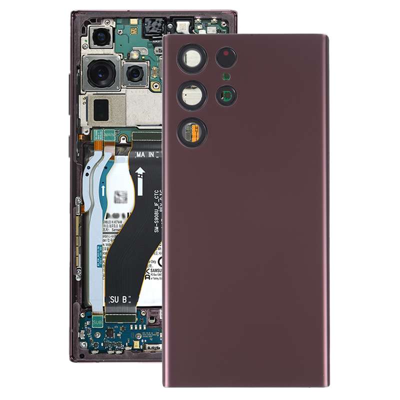 For Samsung Galaxy S22 Ultra 5G SM-S908B Battery Back Cover with Camera Lens Cover (Gold)