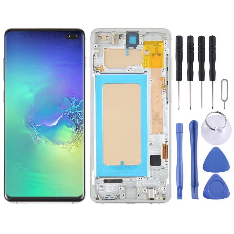 TFT LCD Screen For Samsung Galaxy S10+ SM-G975 Digitizer Full Assembly with Frame,Not Supporting Fin