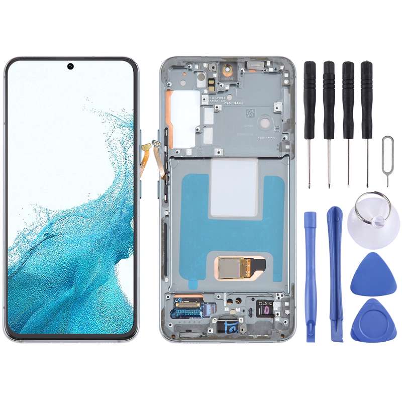 For Samsung Galaxy S22 5G SM-S901B Original LCD Screen Digitizer Full Assembly with Frame (Black)