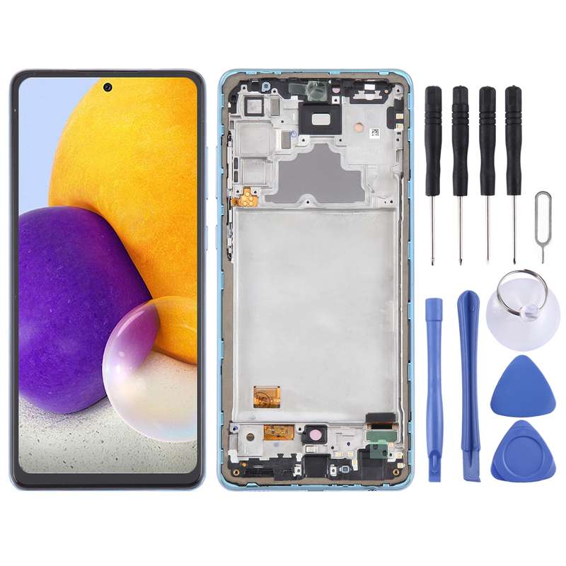 For Samsung Galaxy A72 4G SM-A725 6.43 inch OLED LCD Screen Digitizer Full Assembly with Frame (Blue