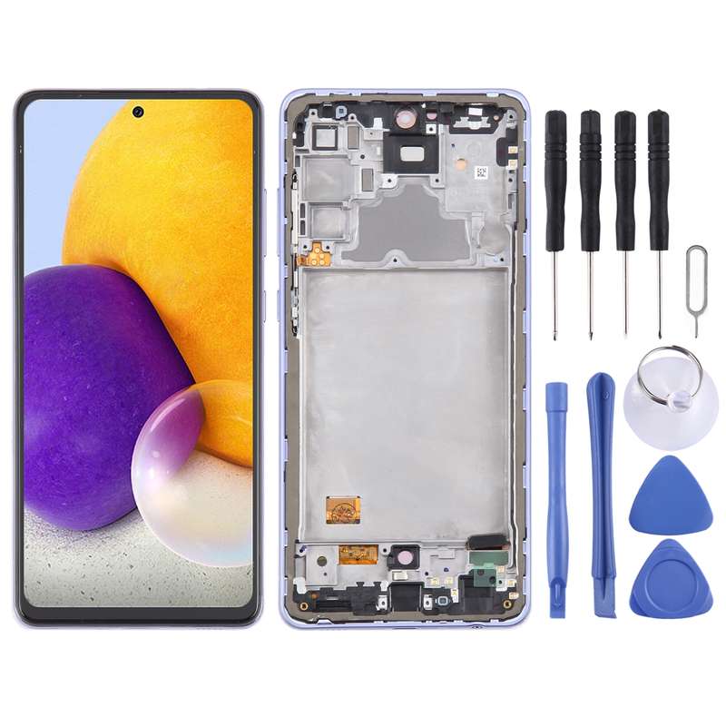 For Samsung Galaxy A72 4G SM-A725 6.43 inch OLED LCD Screen Digitizer Full Assembly with Frame (Blue
