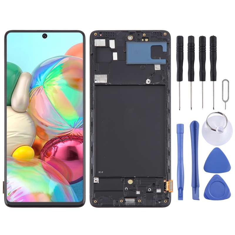 For Samsung Galaxy A71 4G SM-A715F 6.43 inch OLED LCD Screen Digitizer Full Assembly with Frame (Bla