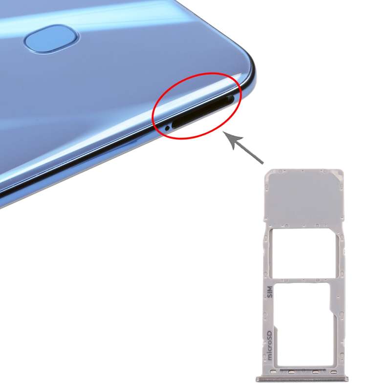 For Galaxy A20 A30 A50 SIM Card Tray + Micro SD Card Tray (Black)
