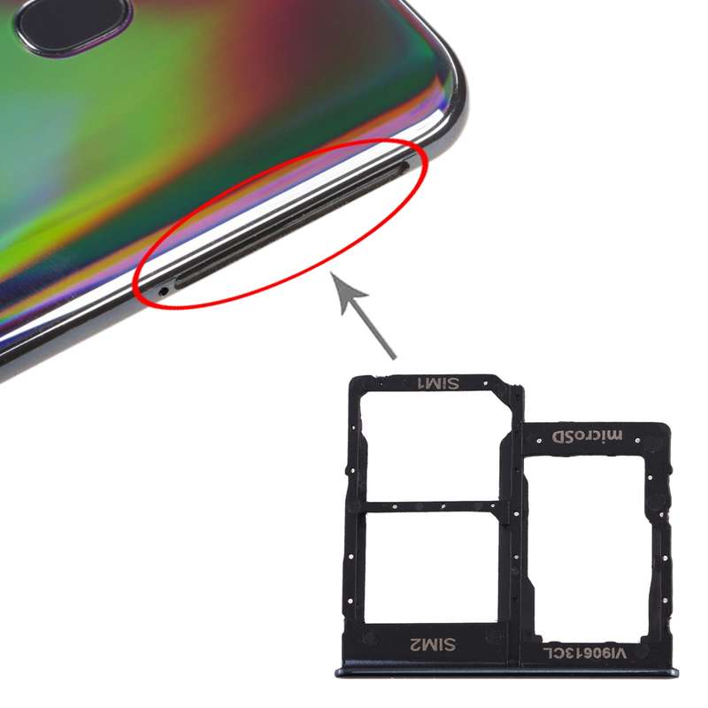 For Galaxy A40 SIM Card Tray + SIM Card Tray + Micro SD Card Tray (Blue)