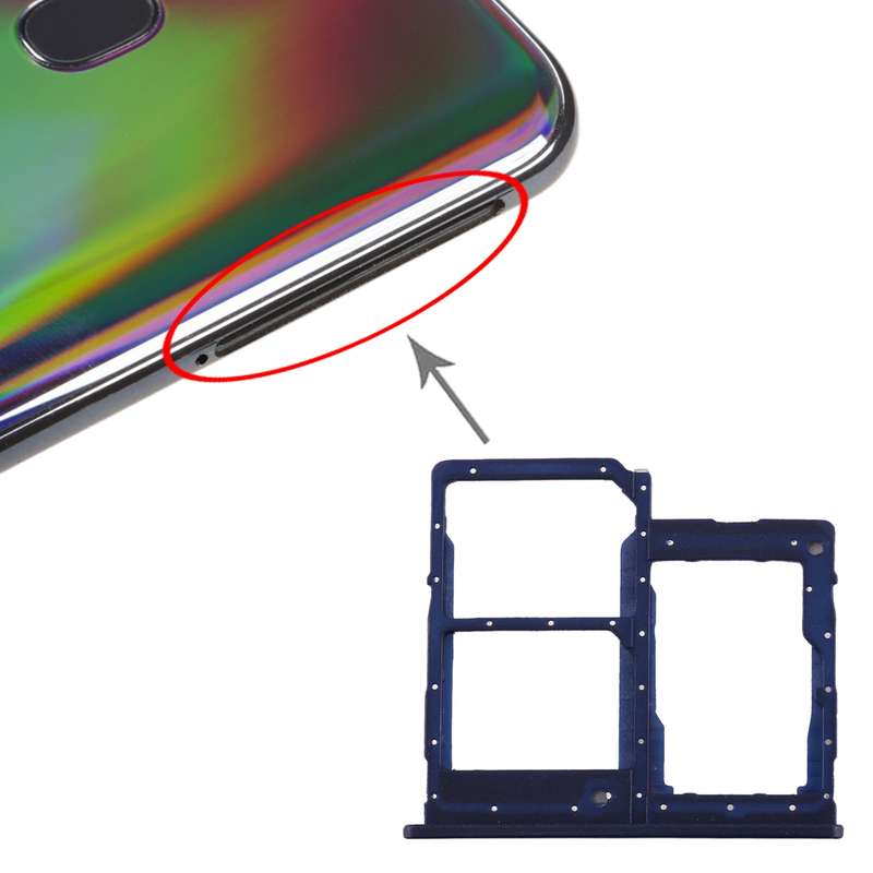 For Galaxy A40 SIM Card Tray + SIM Card Tray + Micro SD Card Tray (Blue)