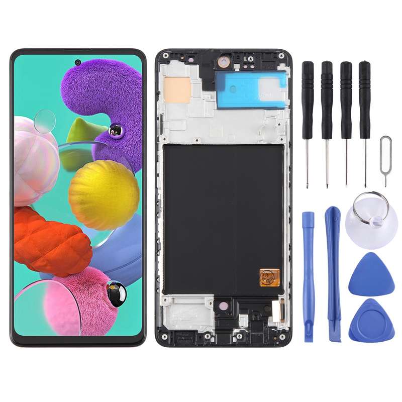 For Samsung Galaxy A51 4G SM-A515F 6.43 inch OLED LCD Screen Digitizer Full Assembly with Frame (Bla