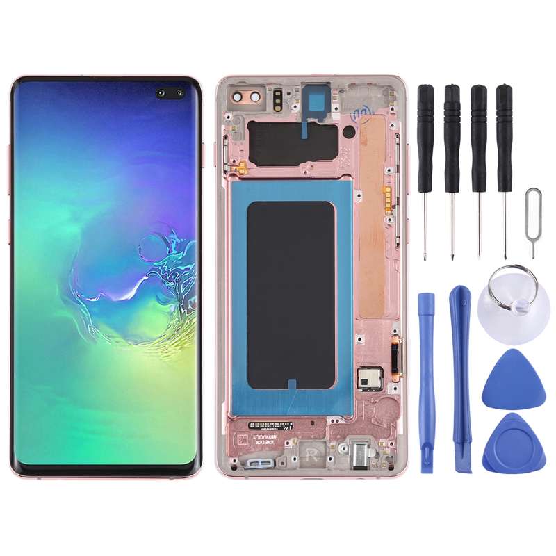 Original Super AMOLED LCD Screen for Samsung Galaxy S10+ Digitizer Full Assembly with Frame (Black)