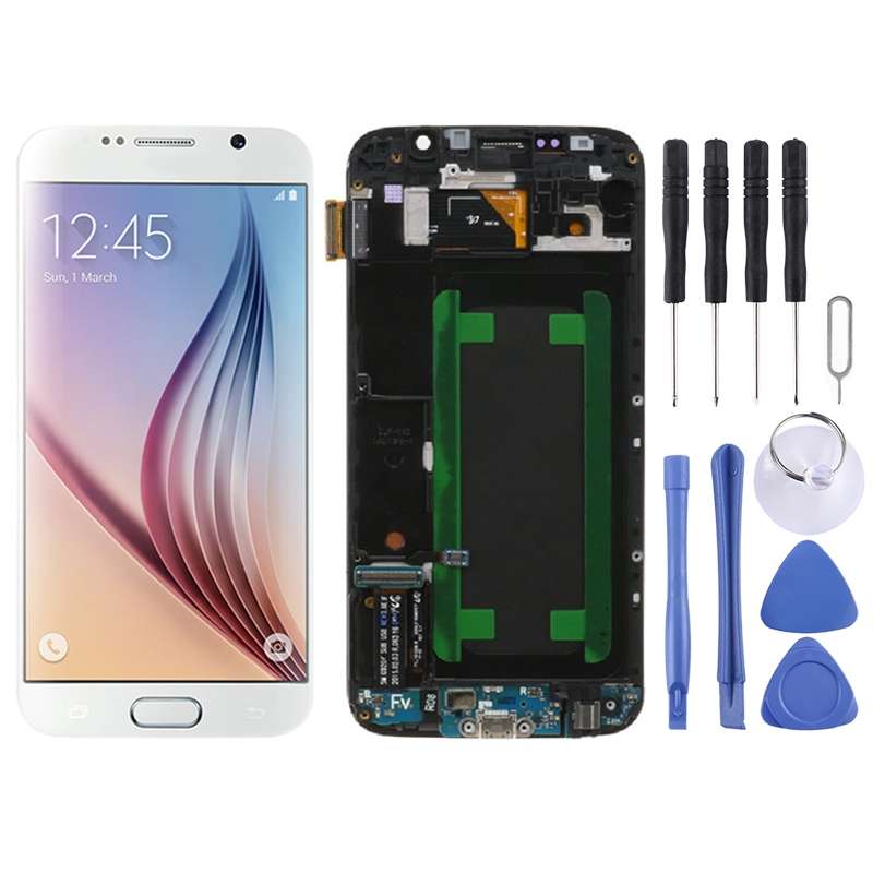 Original Super AMOLED LCD Screen For Samsung Galaxy S6 SM-G920F Digitizer Full Assembly with Frame (