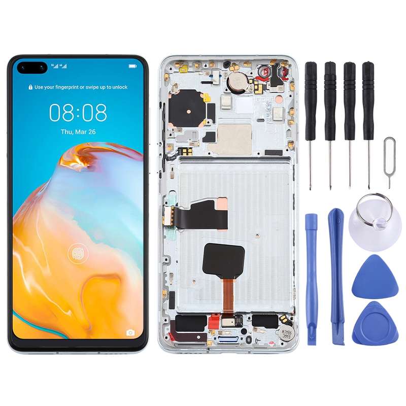 Original OLED LCD Screen for Huawei P40 Digitizer Full Assembly with Frame(Black)